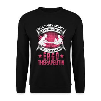 Ergotherapeutin unmöglich Ergotherapie - Unisex Pullover - Schwarz - Vorne - Alina (178cm) & Michal (187cm)