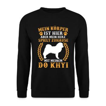 Spiele mit meinem Do Khyi Tibetmastiff Tibetdogge - Unisex Pullover - Schwarz - Vorne - Alina (178cm) & Michal (187cm)