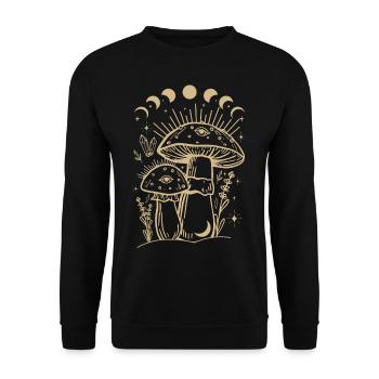 Boho Mushrooms Cottage Core Aesthetic Goblincore - Unisex Sweatshirt - black - Front - Alina (178cm) & Michal (187cm)