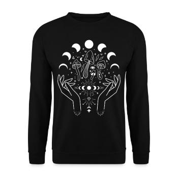 Boho Mushrooms Cottage Core Aesthetic Goblincore - Unisex Sweatshirt - black - Front - Alina (178cm) & Michal (187cm)