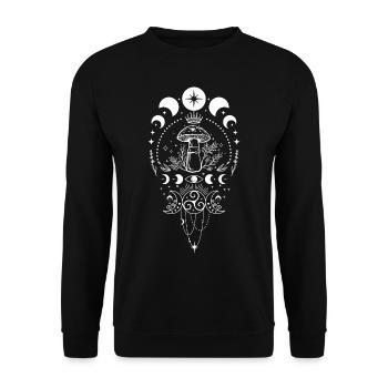 Boho Mushrooms Cottage Core Aesthetic Goblincore - Unisex Sweatshirt - black - Front - Alina (178cm) & Michal (187cm)