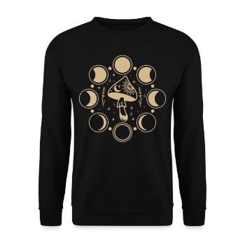 Boho Mushrooms Cottage Core Aesthetic Goblincore - Unisex Sweatshirt - black - Front - Alina (178cm) & Michal (187cm)