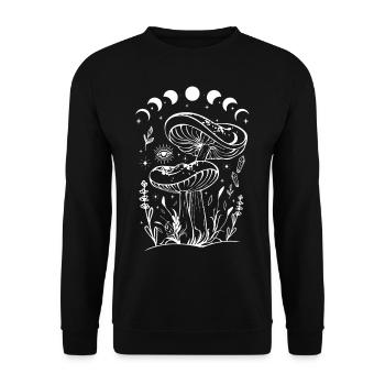 Boho Mushrooms Cottage Core Aesthetic Goblincore - Unisex Sweatshirt - black - Front - Alina (178cm) & Michal (187cm)