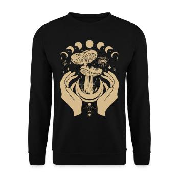 Boho Mushrooms Cottage Core Aesthetic Goblincore - Unisex Sweatshirt - black - Front - Alina (178cm) & Michal (187cm)