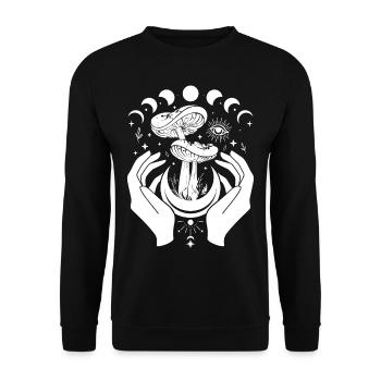 Boho Mushrooms Cottage Core Aesthetic Goblincore - Unisex Sweatshirt - black - Front - Alina (178cm) & Michal (187cm)