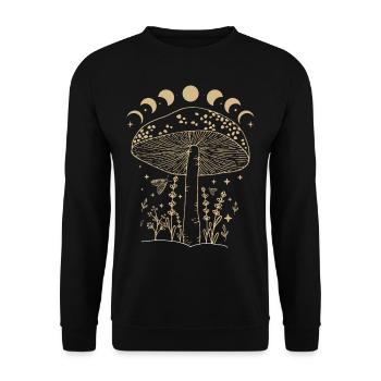 Boho Mushrooms Cottage Core Aesthetic Goblincore - Unisex Sweatshirt - black - Front - Alina (178cm) & Michal (187cm)