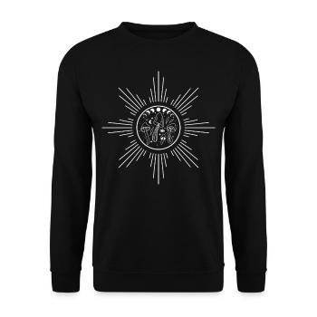 Boho Mushrooms Cottage Core Aesthetic Goblincore - Unisex Sweatshirt - black - Front - Alina (178cm) & Michal (187cm)