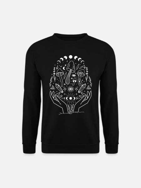Boho Mushrooms Cottage Core Aesthetic Goblincore - Unisex Sweatshirt - black