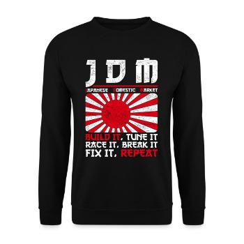 JDM Motorsport Auto Tuning Automotive - Unisex Sweatshirt - black - Front - Alina (178cm) & Michal (187cm)
