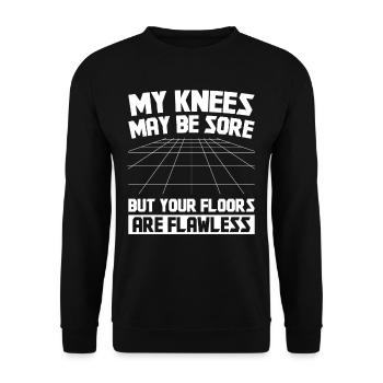 My knees may be sore but your floors are - Unisex Pullover - Schwarz - Vorne - Alina (178cm) & Michal (187cm)