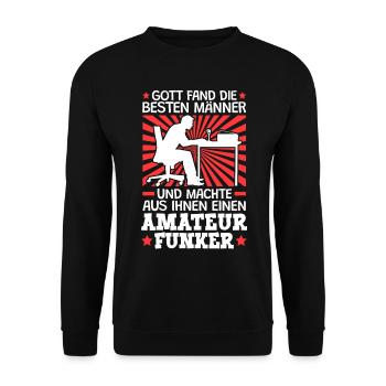 Gott fand die besten Amateurfunker Funkamateur - Unisex Pullover - Schwarz - Vorne - Alina (178cm) & Michal (187cm)