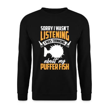 An Kugelfisch gedacht Riesenkugelfisch - Unisex Pullover - Schwarz - Vorne - Alina (178cm) & Michal (187cm)