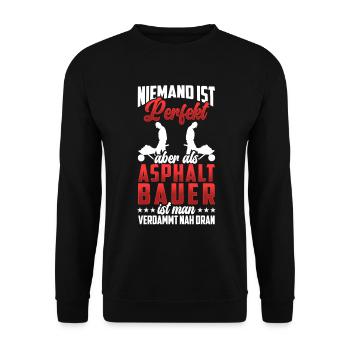 Asphaltbauer sind perfekt Straßenbauer - Unisex Pullover - Schwarz - Vorne - Alina (178cm) & Michal (187cm)