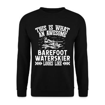 This is what an awesome barefoot - Unisex Pullover - Schwarz - Vorne - Alina (178cm) & Michal (187cm)