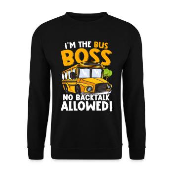 Schulbusfahrer Busfahrer Busbegleiter - Unisex Pullover - Schwarz - Vorne - Alina (178cm) & Michal (187cm)