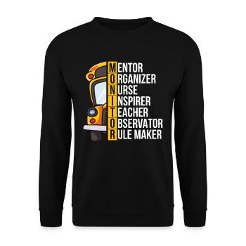 Schulbusfahrer Busfahrer Busbegleiter - Unisex Pullover - Schwarz - Vorne - Alina (178cm) & Michal (187cm)