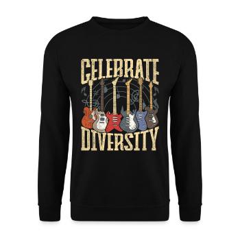 Gitarrist Gitarrenspieler Celebrate Diversity - Unisex Pullover - Schwarz - Vorne - Alina (178cm) & Michal (187cm)