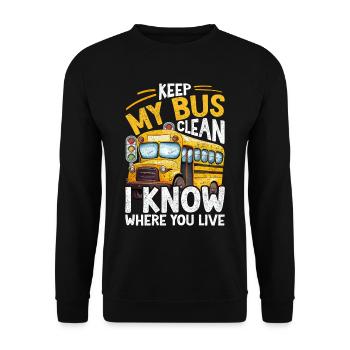 Schulbusfahrer Busfahrer Busbegleiter - Unisex Pullover - Schwarz - Vorne - Alina (178cm) & Michal (187cm)