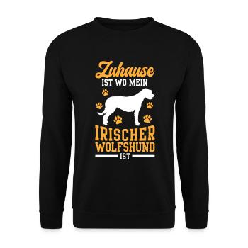 Irish Wolfhound est à la maison Irish Wolfhound - Sweat-shirt Unisexe - noir - Devant - Alina (178cm) & Michal (187cm)