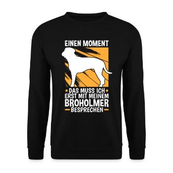 Mit meinem Broholmer besprechen Dänische Dogge - Unisex Pullover - Schwarz - Vorne - Alina (178cm) & Michal (187cm)