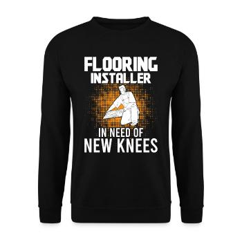 Flooring installer in need of new knees - Unisex Pullover - Schwarz - Vorne - Alina (178cm) & Michal (187cm)