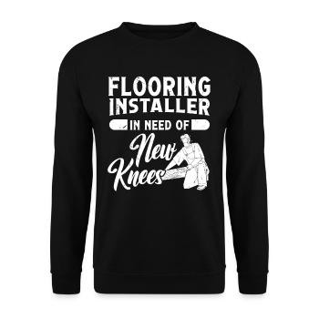 Flooring installer in need of new knees - Unisex Pullover - Schwarz - Vorne - Alina (178cm) & Michal (187cm)