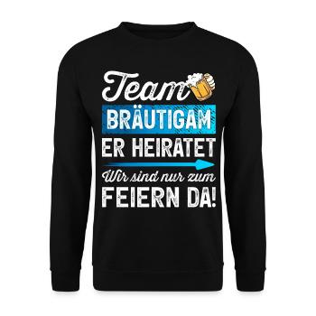 Junggesellenabschied T-Shirt Männer JGA Polterer - Unisex Pullover - Schwarz - Vorne - Alina (178cm) & Michal (187cm)