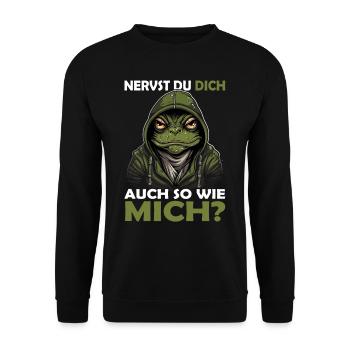 Guten Morgen - sarkastischer ironischer Bürohumor - Unisex Pullover - Schwarz - Vorne - Alina (178cm) & Michal (187cm)