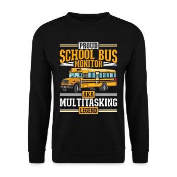Schulbusfahrer Busfahrer Busbegleiter - Unisex Pullover - Schwarz - Vorne - Alina (178cm) & Michal (187cm)