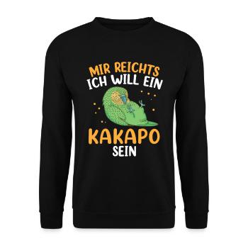 Will Kakapo sein flugunfähiger Papagei Kakapo - Unisex Pullover - Schwarz - Vorne - Alina (178cm) & Michal (187cm)