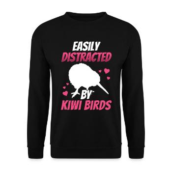 Kiwi Vogel lenkt ab Neuseeländischer Kiwi - Unisex Pullover - Schwarz - Vorne - Alina (178cm) & Michal (187cm)