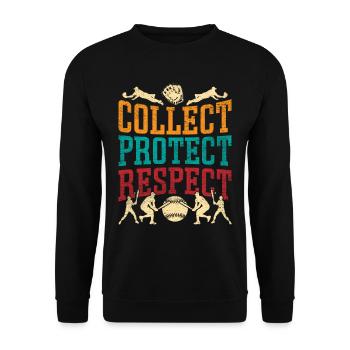 Collecteur de cartes de baseball Collect Protect Respect - Sweat-shirt Unisexe - noir - Devant - Alina (178cm) & Michal (187cm)
