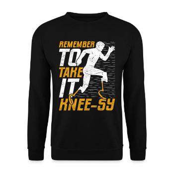 Prosthetic Leg Remember To Take It Knee-sy - Unisex Sweatshirt - black - Front - Alina (178cm) & Michal (187cm)