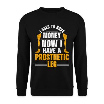 Beinprothese Beinamputierte Beinamputierter - Unisex Pullover - Schwarz - Vorne - Alina (178cm) & Michal (187cm)