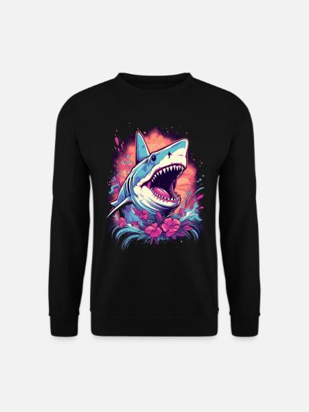 Shark Flower Oceanographer Diver Gift - Unisex Sweatshirt - black