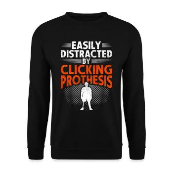 Prothèse de jambe distraite par un clic sur la prothèse - Sweat-shirt Unisexe - noir - Devant - Alina (178cm) & Michal (187cm)
