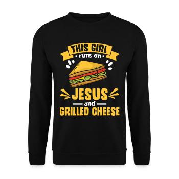 Love Grilled Cheese Men Women - Unisex Pullover - Schwarz - Vorne - Alina (178cm) & Michal (187cm)