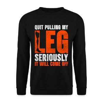 Beinprothese Beinamputierter Einbeinig - Unisex Pullover - Schwarz - Vorne - Alina (178cm) & Michal (187cm)