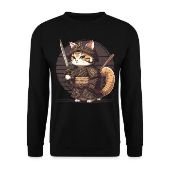 Samurai Cat Kawaii Japanese Ninja Cat - Unisex Sweatshirt - black - Front - Alina (178cm) & Michal (187cm)