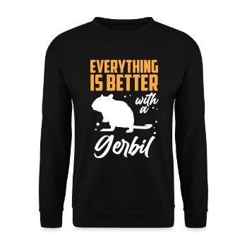 Tout va mieux avec gerbille rongeur Gerbille - Sweat-shirt Unisexe - noir - Devant - Alina (178cm) & Michal (187cm)