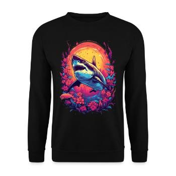 Fleur de requin Oceanographe Plongeur Cadeau - Sweat-shirt Unisexe - noir - Devant - Alina (178cm) & Michal (187cm)
