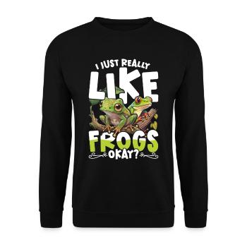 Frog I Just Really Like Frogs Okay? - Unisex Sweatshirt - black - Front - Alina (178cm) & Michal (187cm)