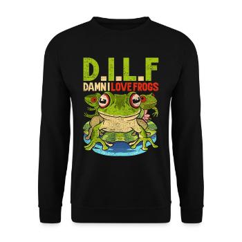 Rainette aux yeux rouges j’aime les grenouilles - Sweat-shirt Unisexe - noir - Devant - Alina (178cm) & Michal (187cm)