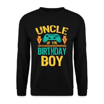 Uncle Of the Birthday Boy Gaming Gift Idea - Unisex Pullover - Schwarz - Vorne - Alina (178cm) & Michal (187cm)