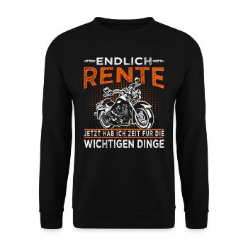 Endlich Rente Motorrad Biker Opa - Motorradfahrer - Unisex Pullover - Schwarz - Vorne - Alina (178cm) & Michal (187cm)