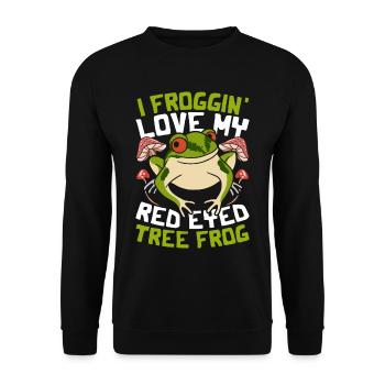 Grenouille aux yeux rouges Rainette - Sweat-shirt Unisexe - noir - Devant - Alina (178cm) & Michal (187cm)
