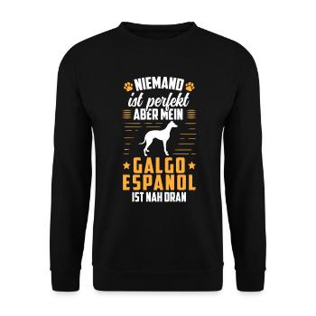 Galgo Espanol ist perfekt Spanischer Windhund - Unisex Pullover - Schwarz - Vorne - Alina (178cm) & Michal (187cm)