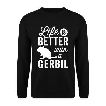 Tout va mieux avec gerbille rongeur Gerbille - Sweat-shirt Unisexe - noir - Devant - Alina (178cm) & Michal (187cm)