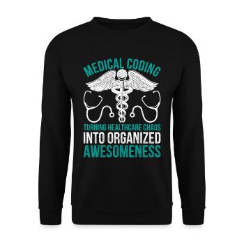Medical Coding Turning Healthcare Chaos - Unisex Pullover - Schwarz - Vorne - Alina (178cm) & Michal (187cm)