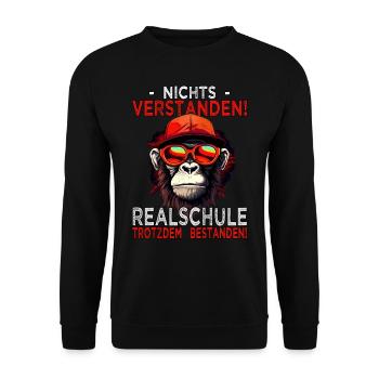 Realschule bestanden - Schulabschluss - Unisex Pullover - Schwarz - Vorne - Alina (178cm) & Michal (187cm)